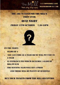 the mill quiz night poster