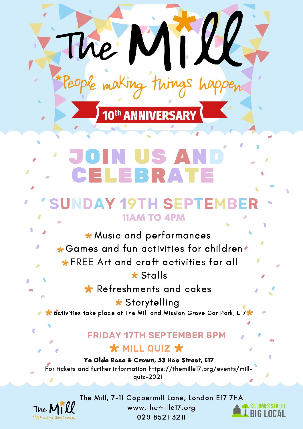 Join us for The Mill's 10th Anniversary Celebrations